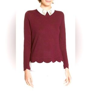 TED BAKER - SUZAINE EMBELLISHED LAYERED-LOOK SWEATER IN MAROON